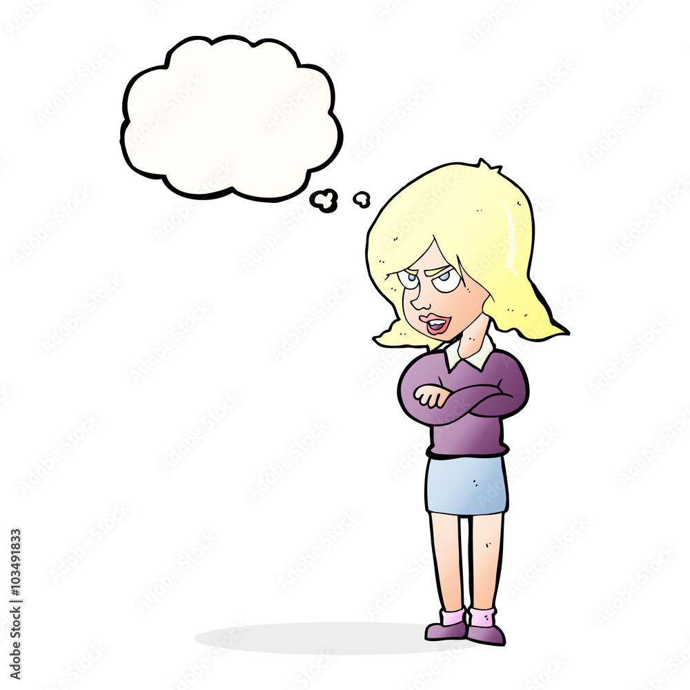 cartoon angry woman with thought bubble cartoon angry woman with thought bubble