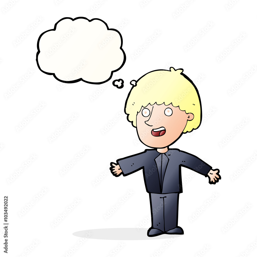 cartoon happy man with thought bubble cartoon happy man with thought bubble