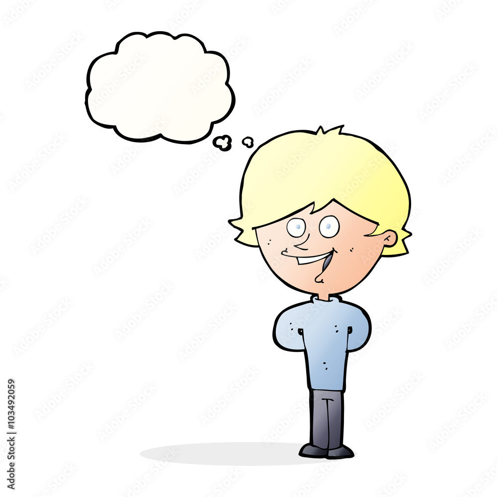 cartoon happy boy with thought bubble cartoon happy boy with thought bubble