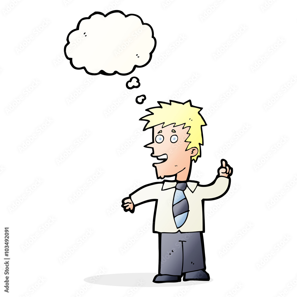 cartoon man with idea with thought bubble cartoon man with idea with thought bubble