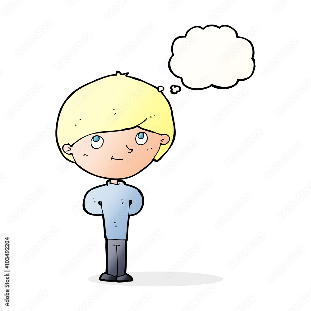 cartoon happy boy with thought bubble cartoon happy boy with thought bubble