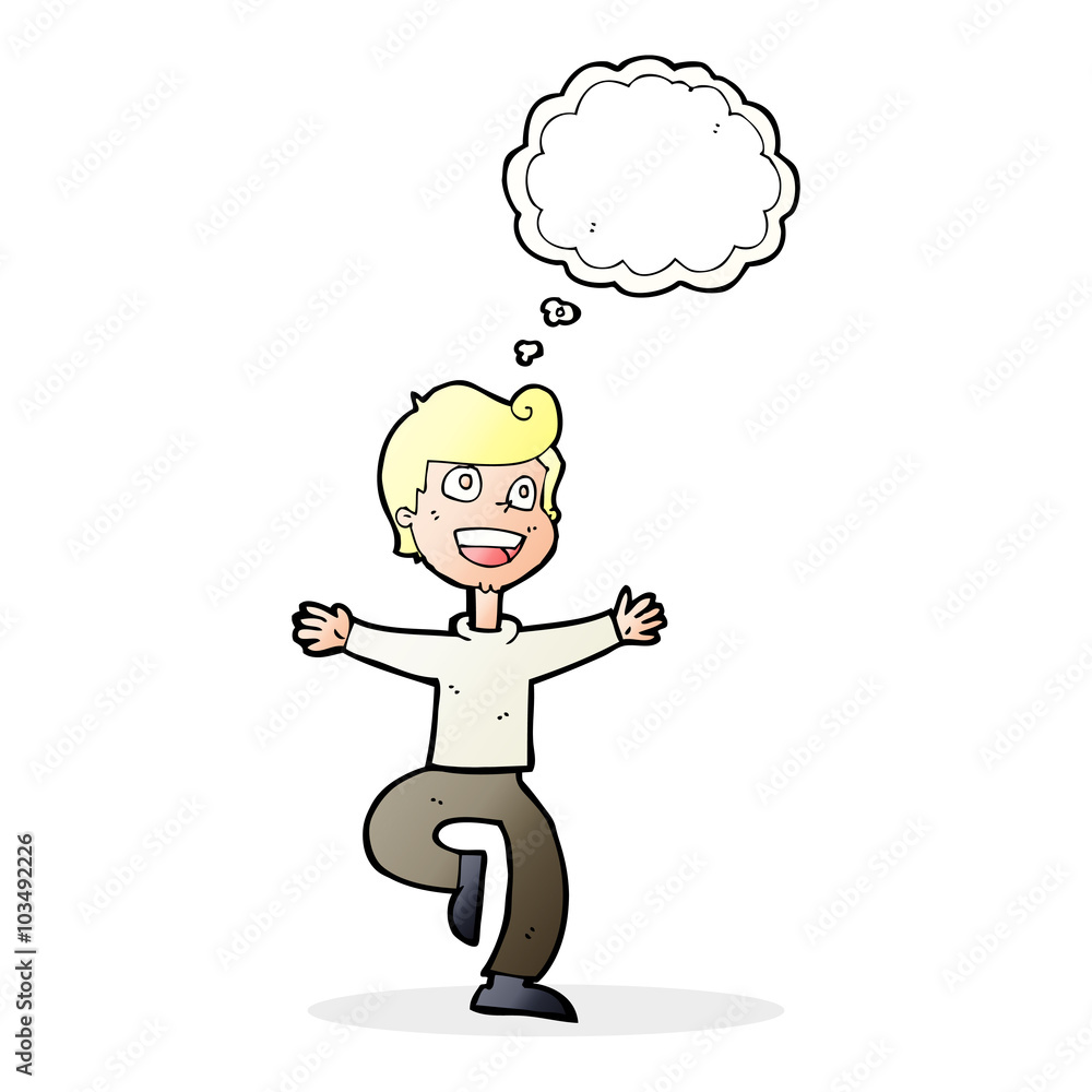cartoon excited boy with thought bubble cartoon excited boy with thought bubble