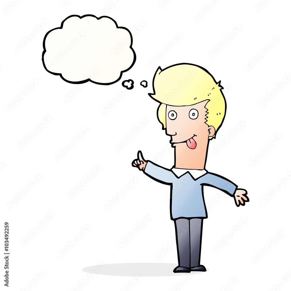 cartoon funny man with idea with thought bubble cartoon funny man with idea with thought bubble