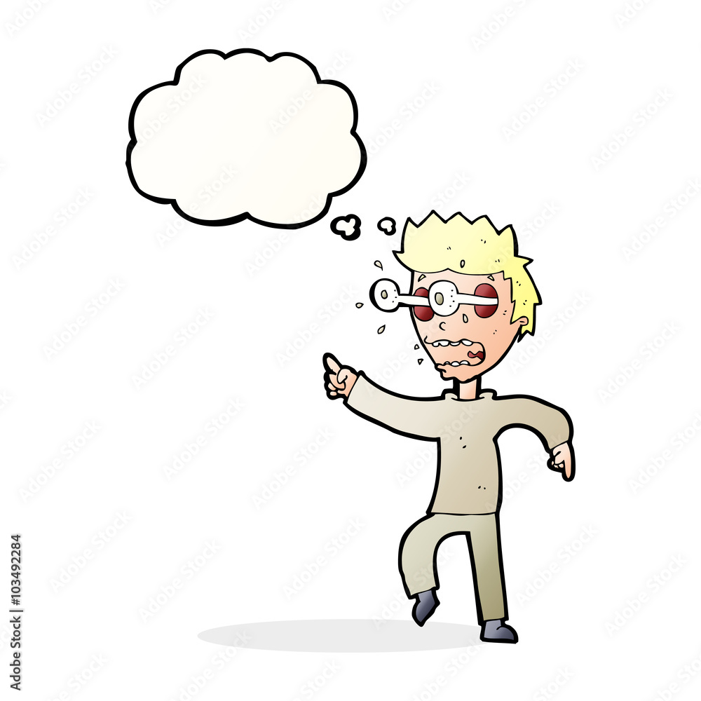 cartoon man with popping out eyes with thought bubble cartoon man with popping out eyes with thought bubble