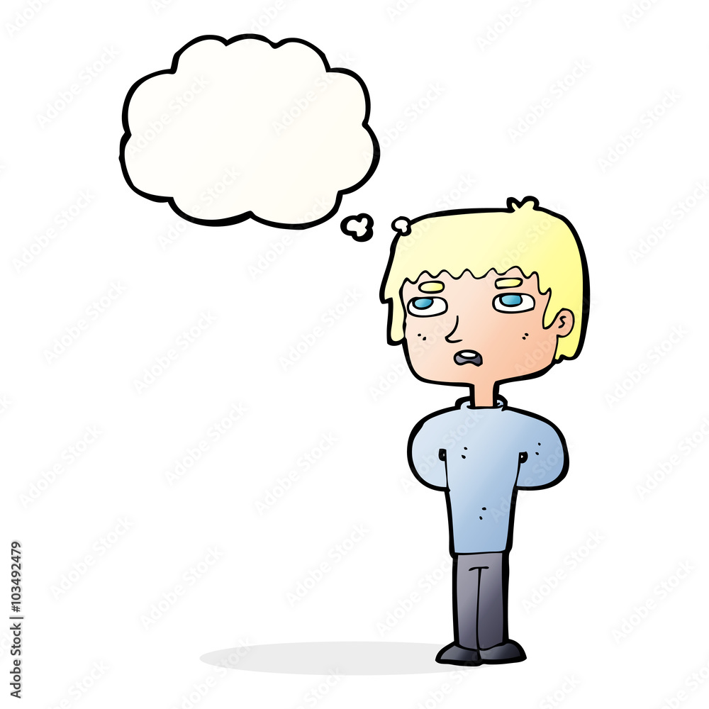 cartoon unhappy man with thought bubble cartoon unhappy man with thought bubble