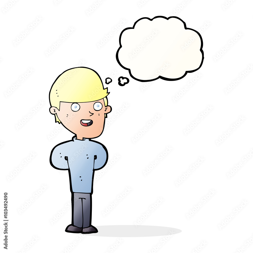 cartoon happy man with thought bubble cartoon happy man with thought bubble