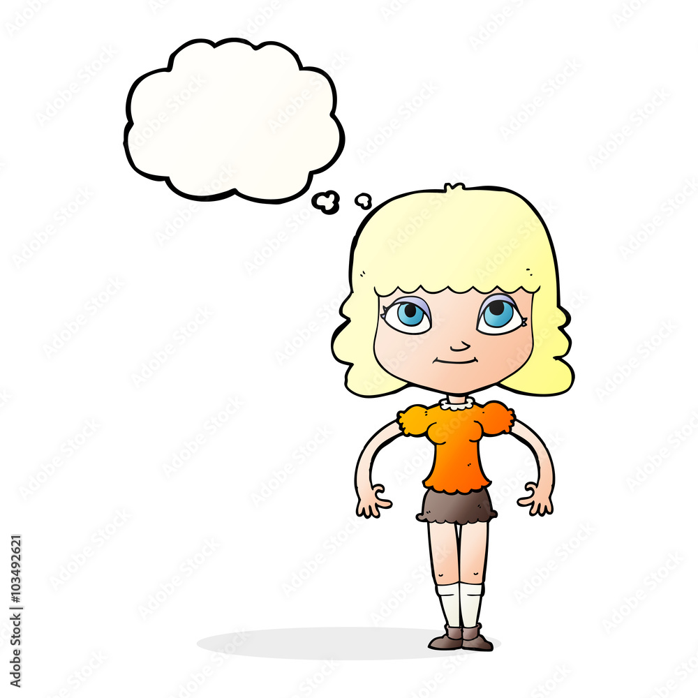 cartoon girl with thought bubble cartoon girl with thought bubble