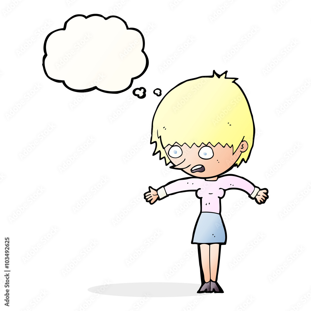 cartoon woman panicking with thought bubble cartoon woman panicking with thought bubble