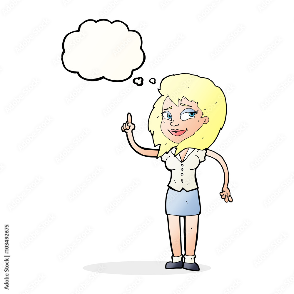 cartoon pretty woman with idea with thought bubble cartoon pretty woman with idea with thought bubble
