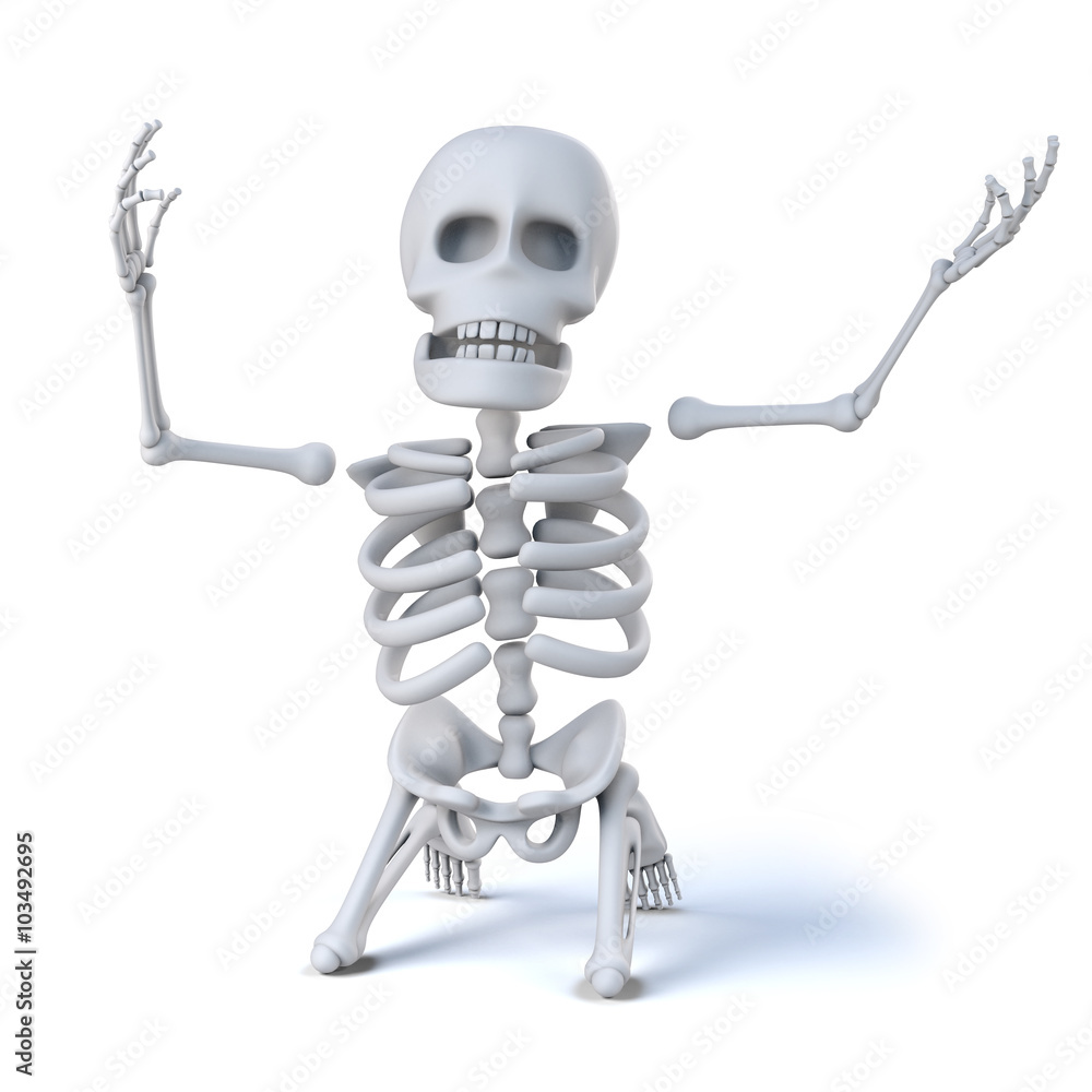 3d Skeleton on his knees in the pits of despair 3d Skeleton on his knees in the pits of despair