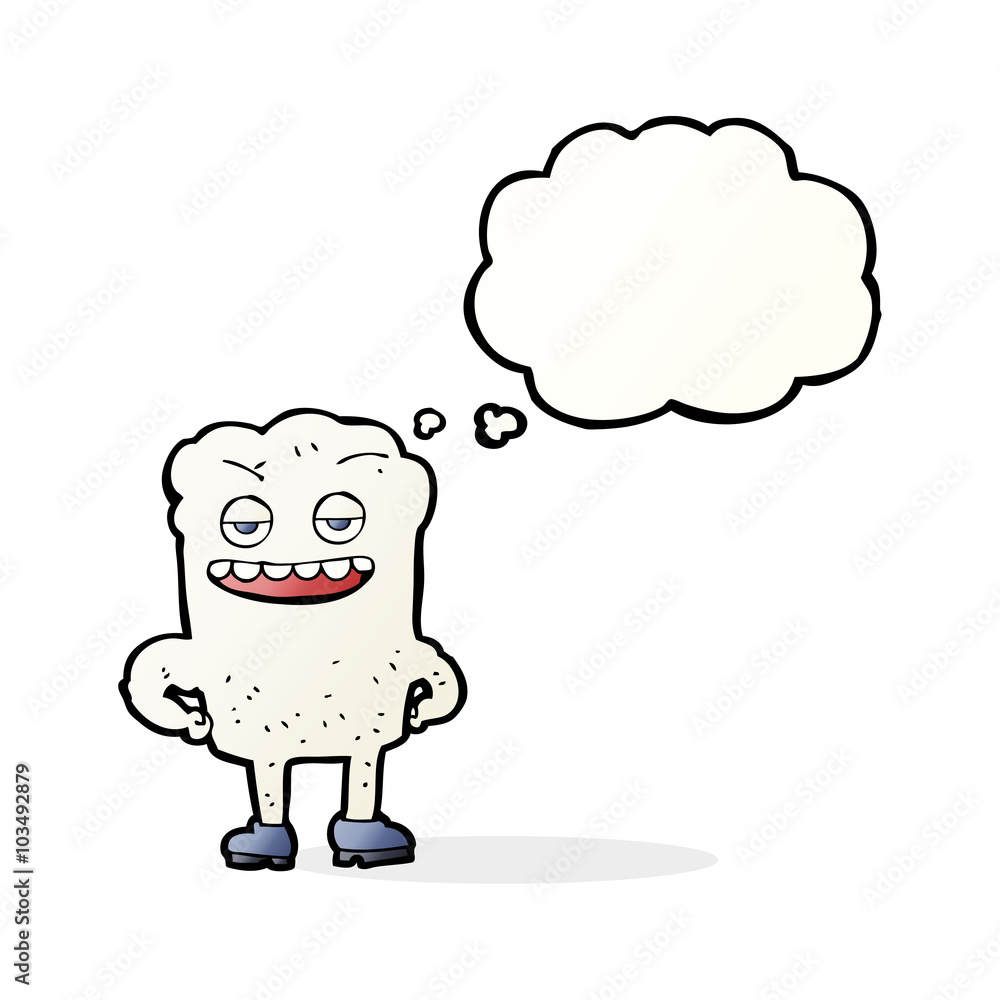 cartoon tooth looking smug with thought bubble cartoon tooth looking smug with thought bubble