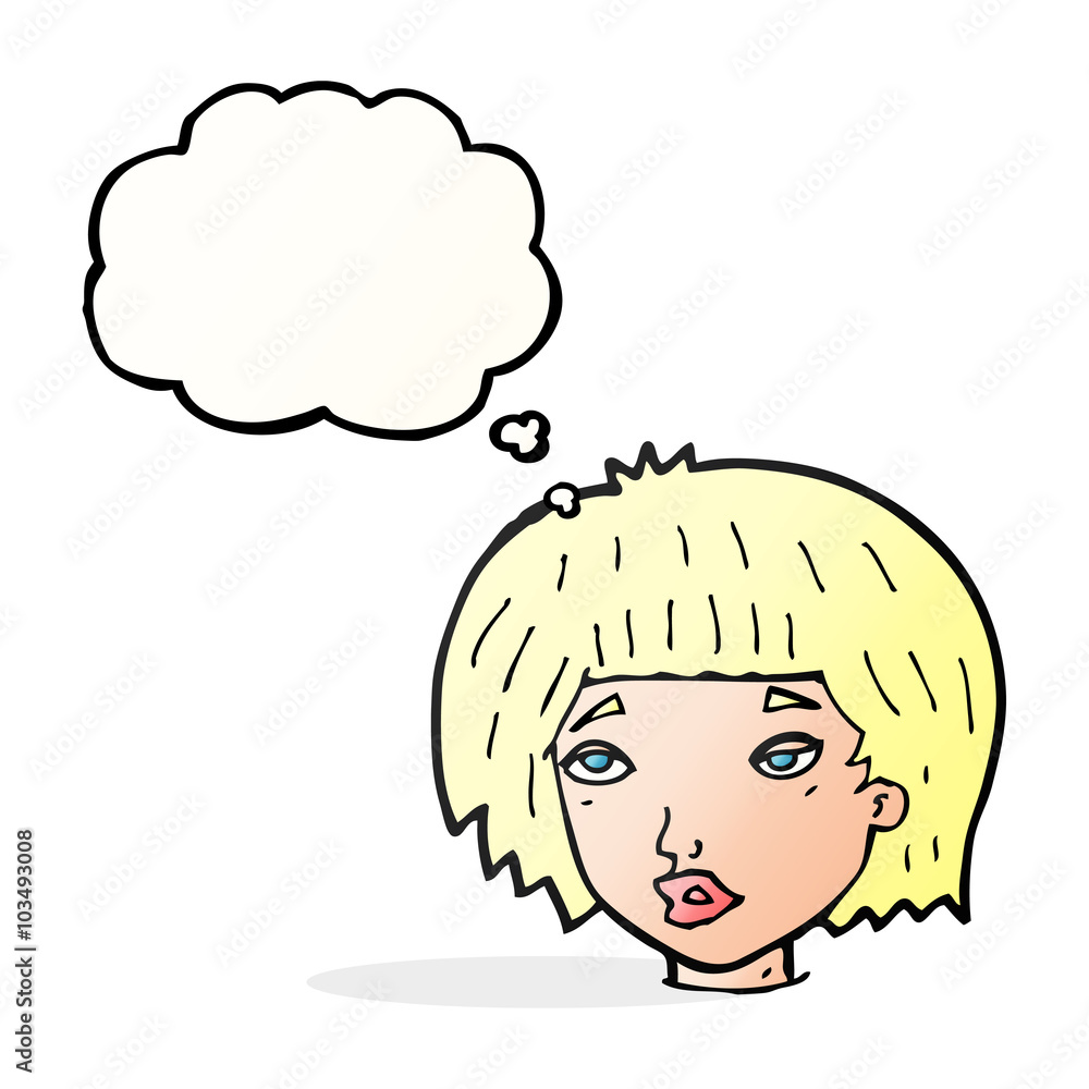cartoon bored looking woman with thought bubble cartoon bored looking woman with thought bubble