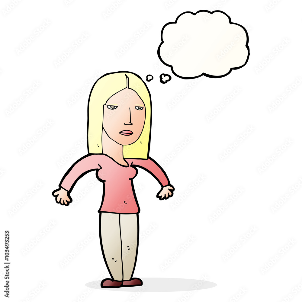 cartoon annoyed woman with thought bubble cartoon annoyed woman with thought bubble