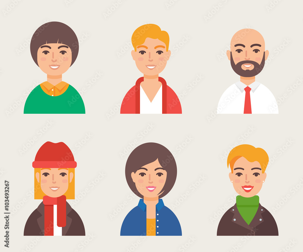 Set of avatars modern vector style. Male and female character Set of avatars modern vector style. Male and female character