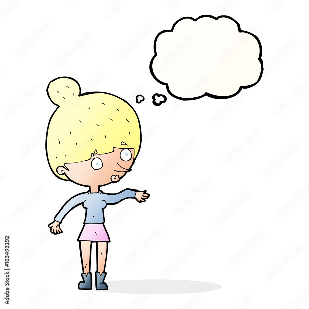 cartoon surprised woman with thought bubble cartoon surprised woman with thought bubble