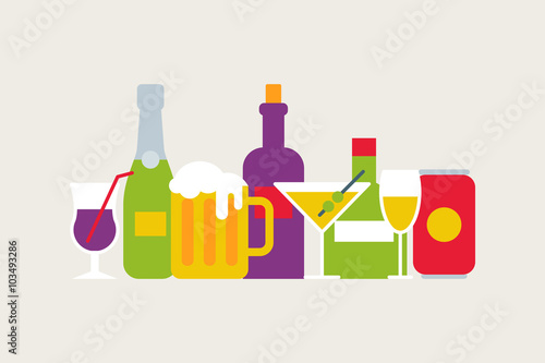 Alcohol drinks vector illustration