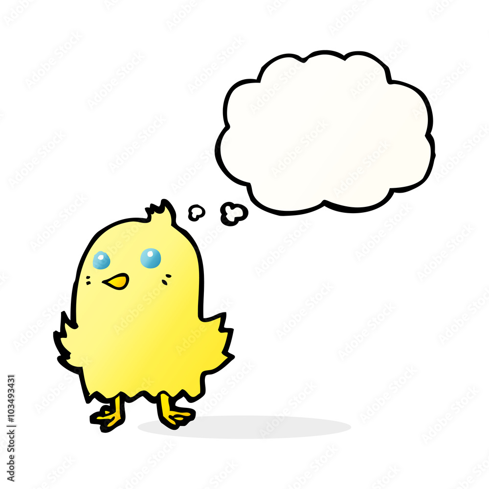 cartoon bird with thought bubble cartoon bird with thought bubble