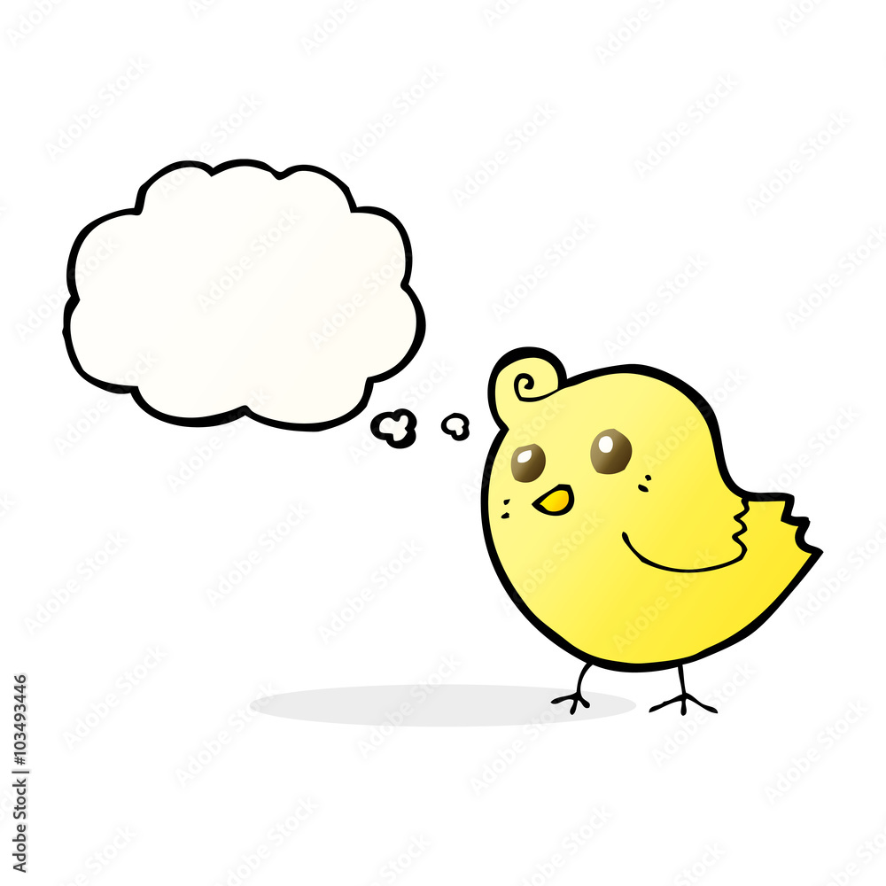 cartoon bird with thought bubble cartoon bird with thought bubble