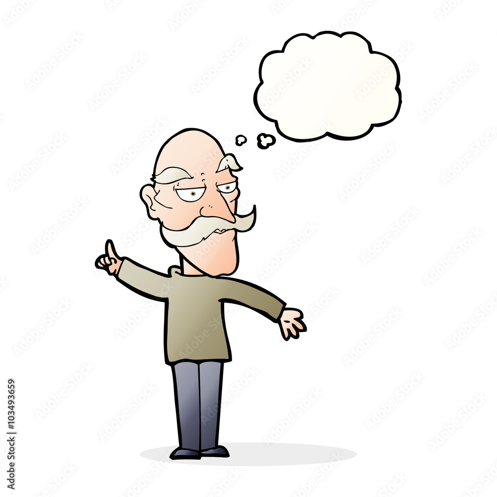 cartoon old man telling story with thought bubble cartoon old man telling story with thought bubble