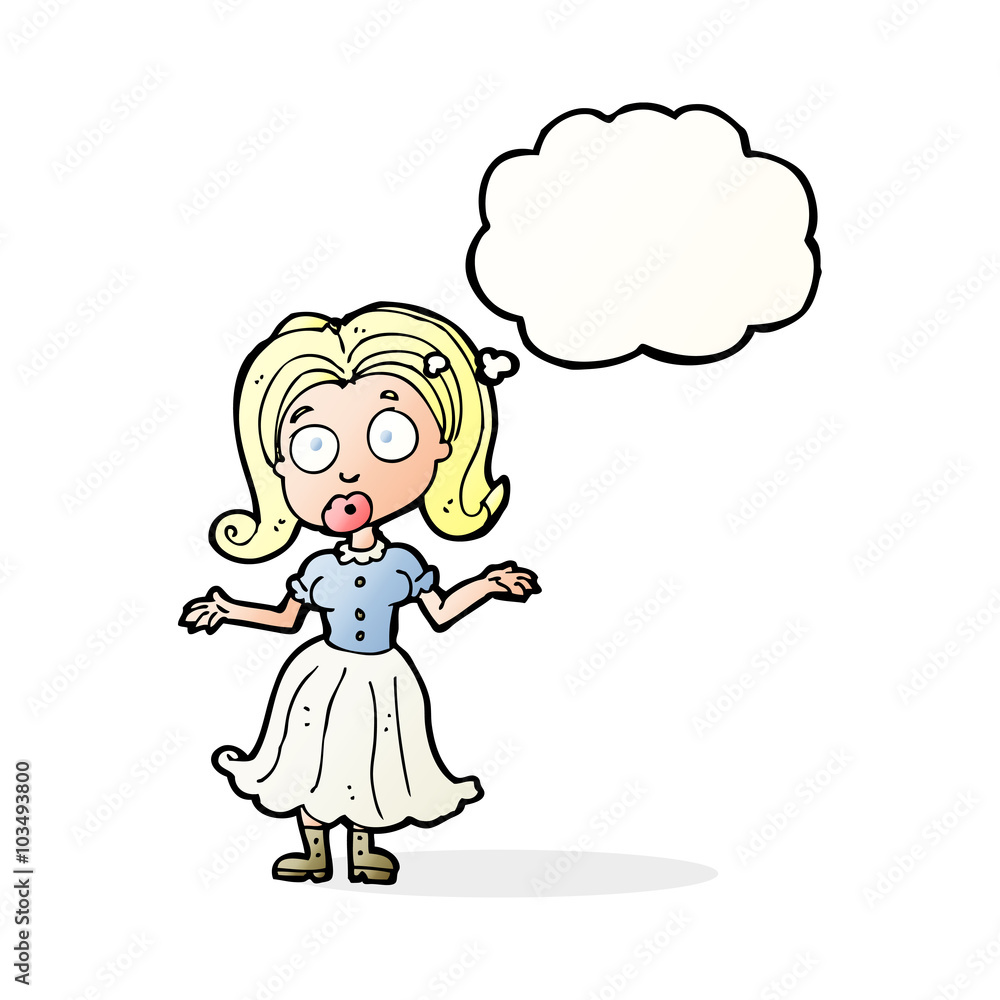 cartoon confused girl with thought bubble cartoon confused girl with thought bubble