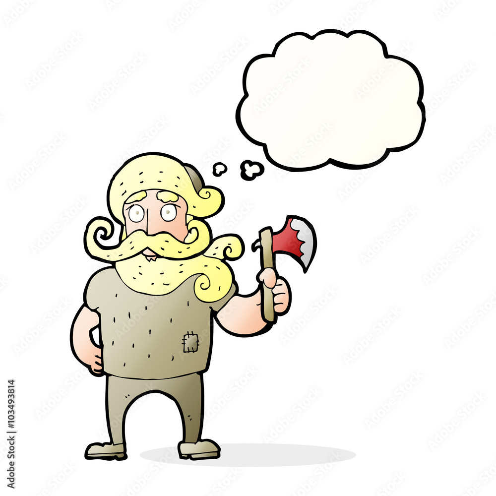 cartoon lumberjack with axe with thought bubble cartoon lumberjack with axe with thought bubble