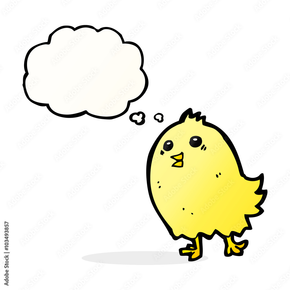 cartoon happy yellow bird with thought bubble cartoon happy yellow bird with thought bubble