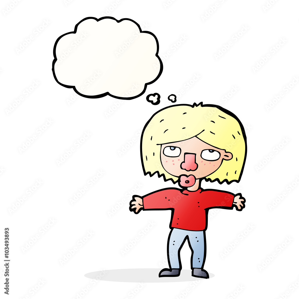 cartoon girl looking upwards with thought bubble cartoon girl looking upwards with thought bubble