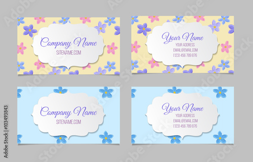 Set of two double-sided floral business cards