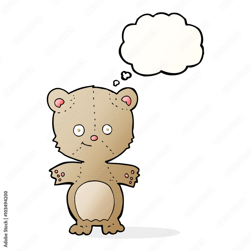 cartoon happy teddy bear with thought bubble cartoon happy teddy bear with thought bubble