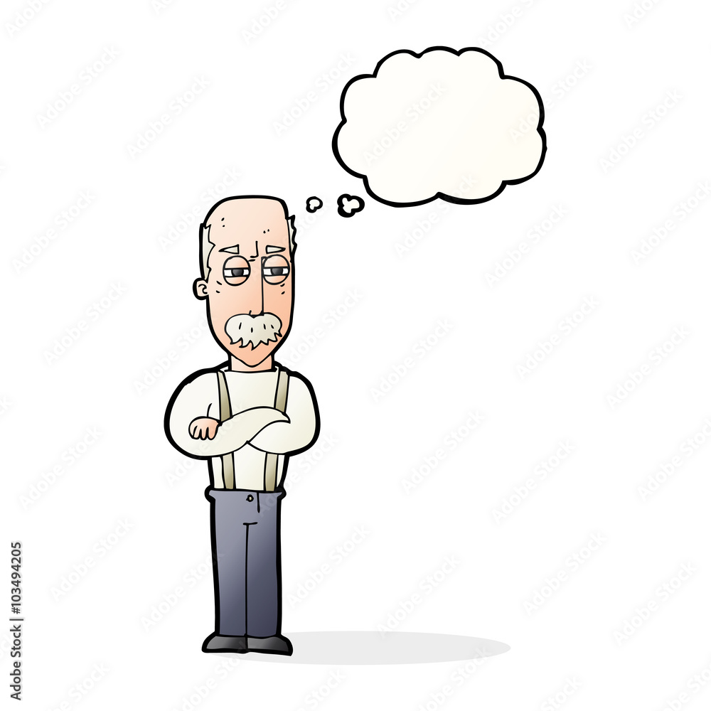 cartoon annoyed old man with thought bubble cartoon annoyed old man with thought bubble