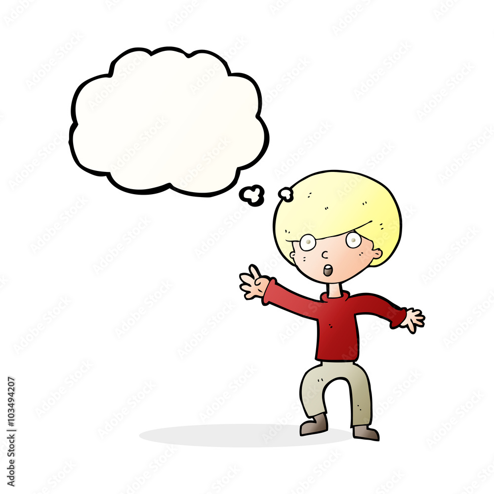 cartoon panicking boy with thought bubble cartoon panicking boy with thought bubble