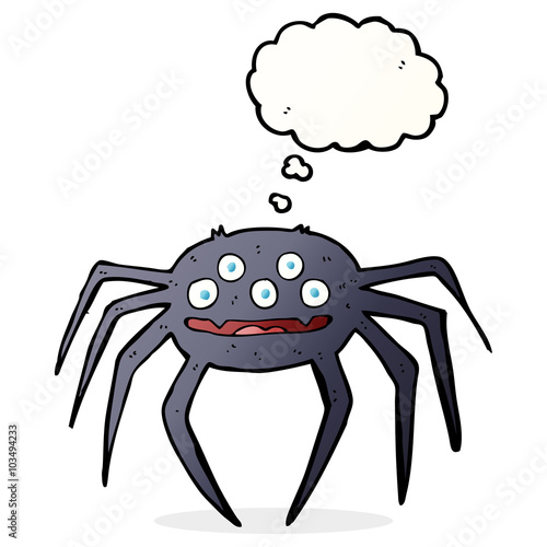 cartoon halloween spider with thought bubble