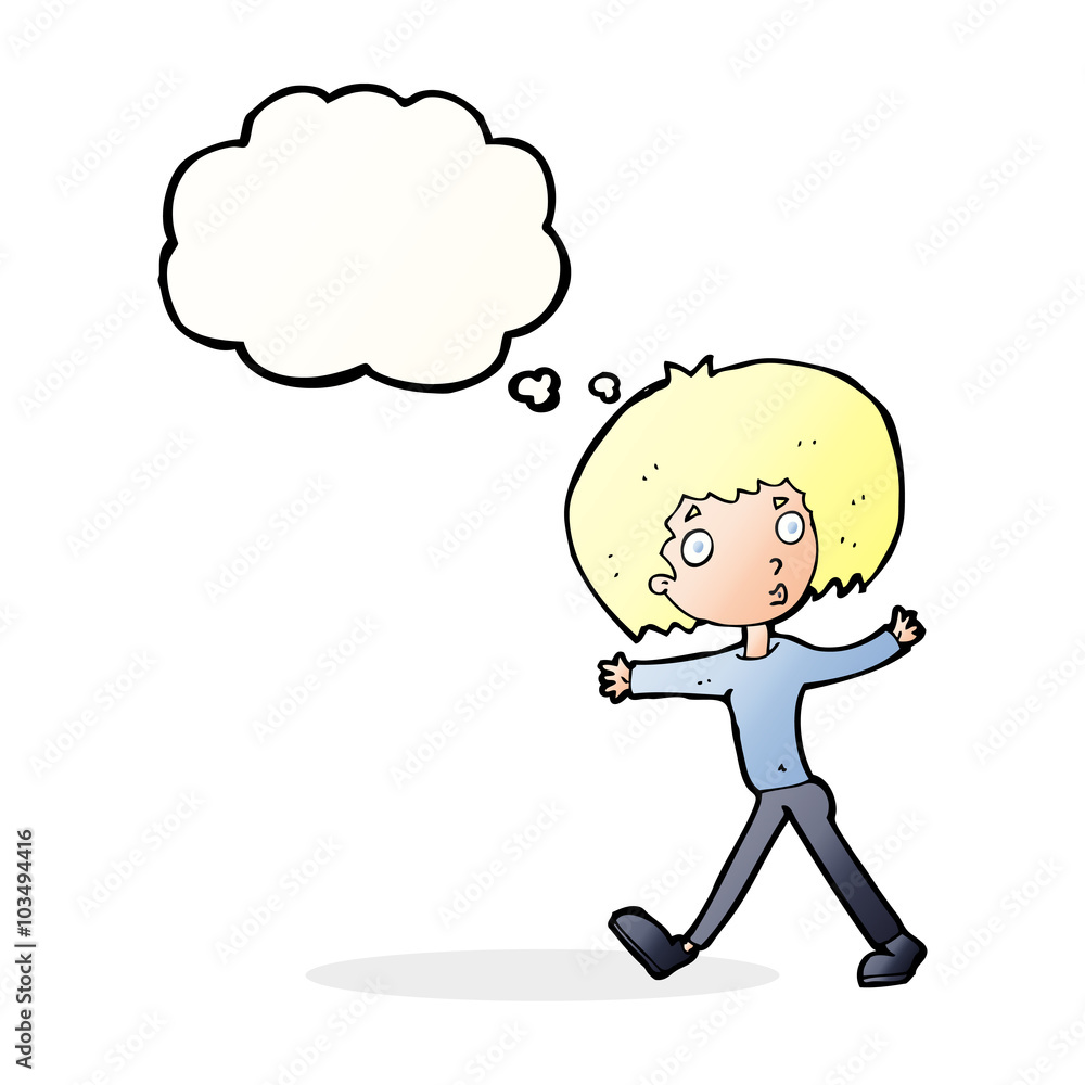 cartoon surprised man walking with thought bubble cartoon surprised man walking with thought bubble