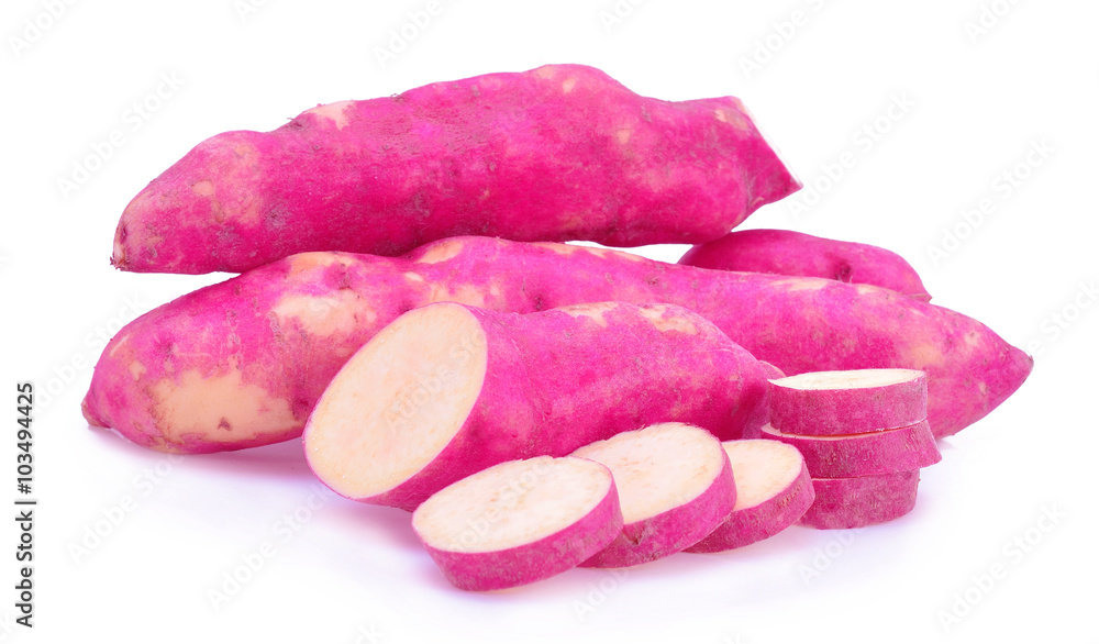 Fresh purple yams isolated on a white background. Fresh purple yams isolated on a white background.