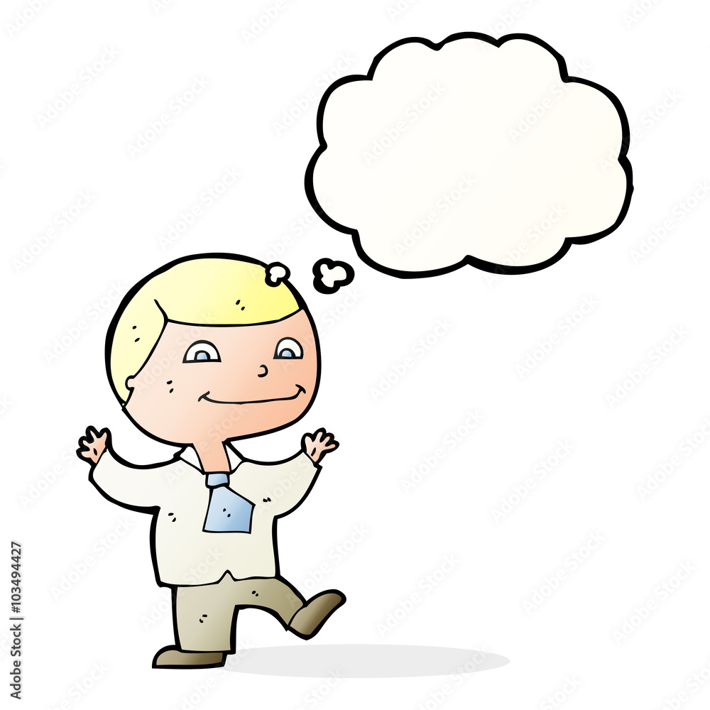 cartoon happy boy with thought bubble cartoon happy boy with thought bubble