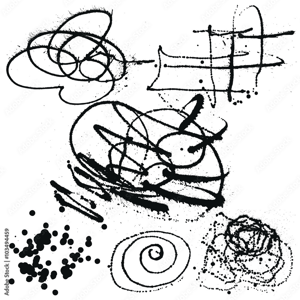 Obraz premium Splatter Black Ink Background collection set. Hand Drawn Spray B