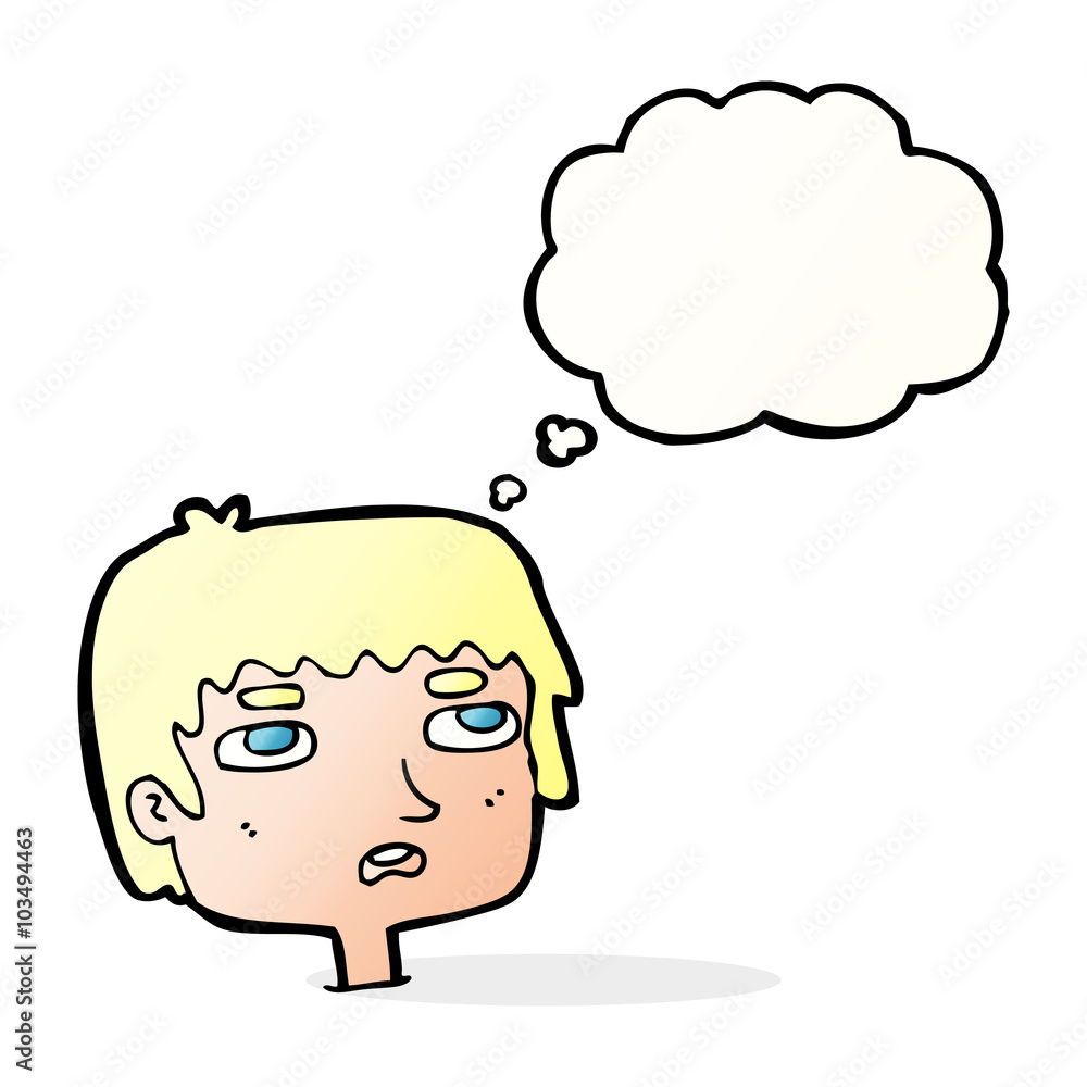 cartoon unhappy face with thought bubble cartoon unhappy face with thought bubble