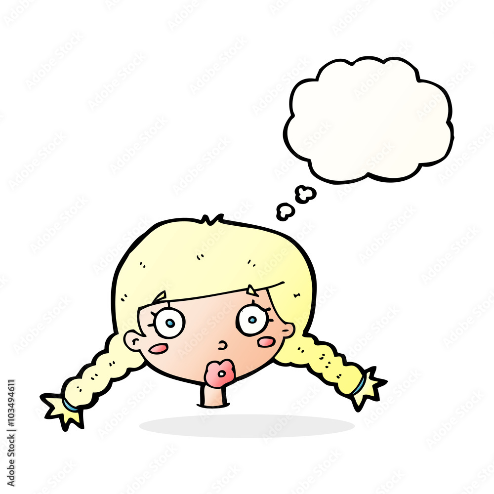 cartoon confused female face with thought bubble cartoon confused female face with thought bubble