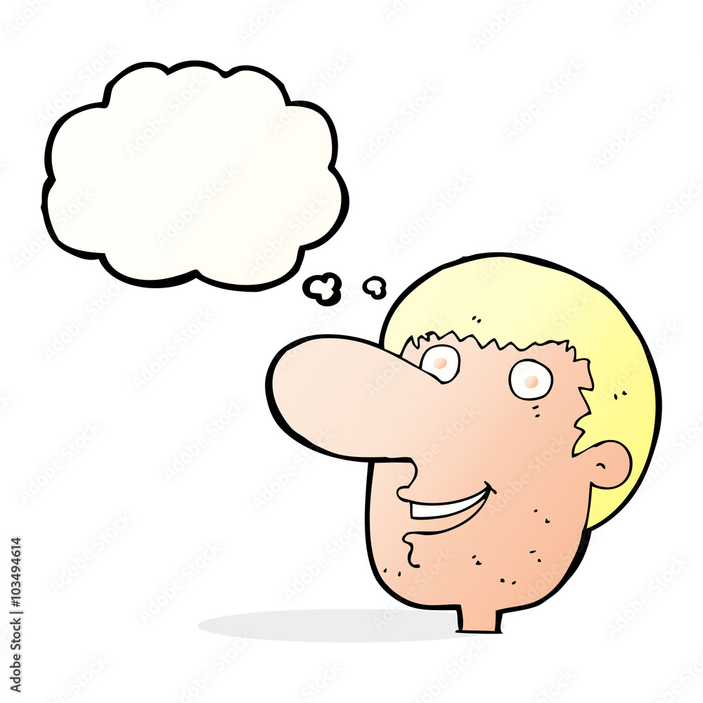 cartoon happy male face with thought bubble cartoon happy male face with thought bubble