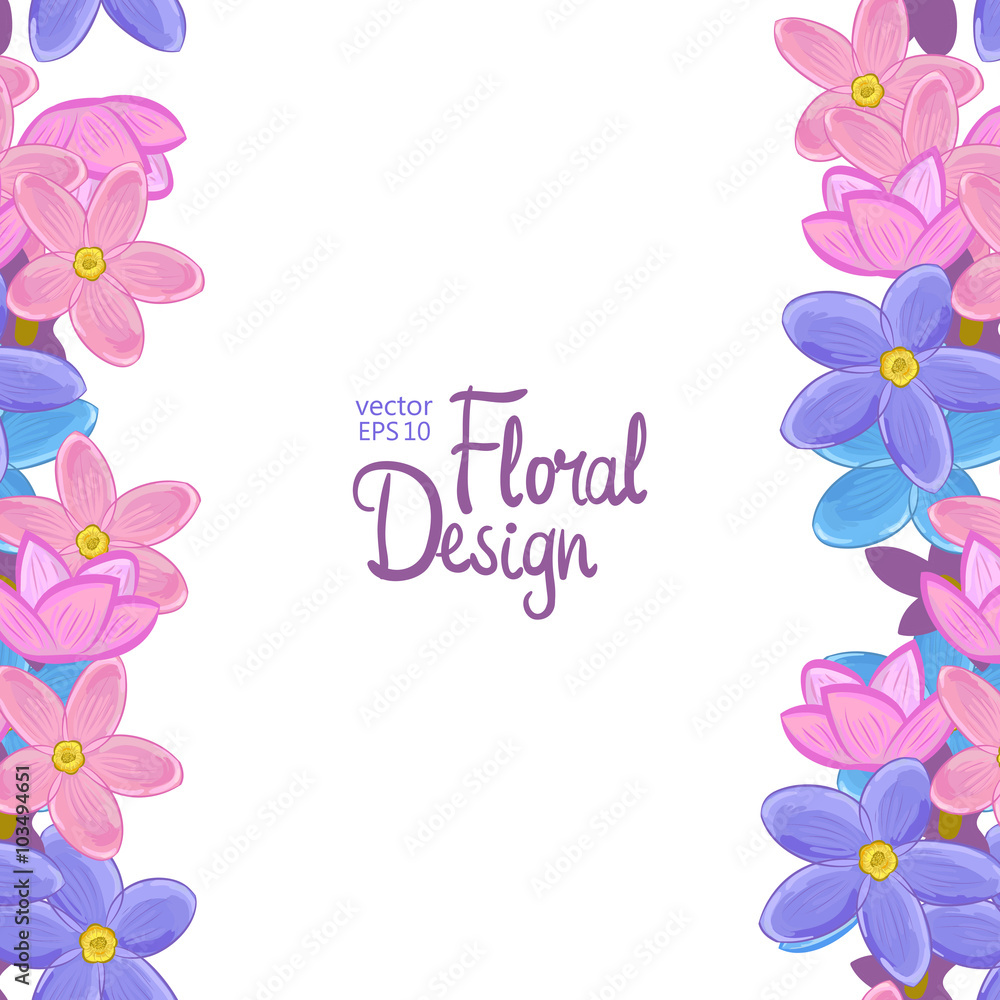 Vector border with forget-me-not flowers 