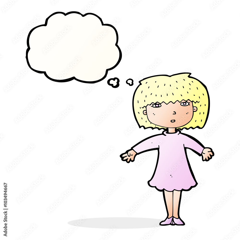 cartoon surprised woman with thought bubble cartoon surprised woman with thought bubble