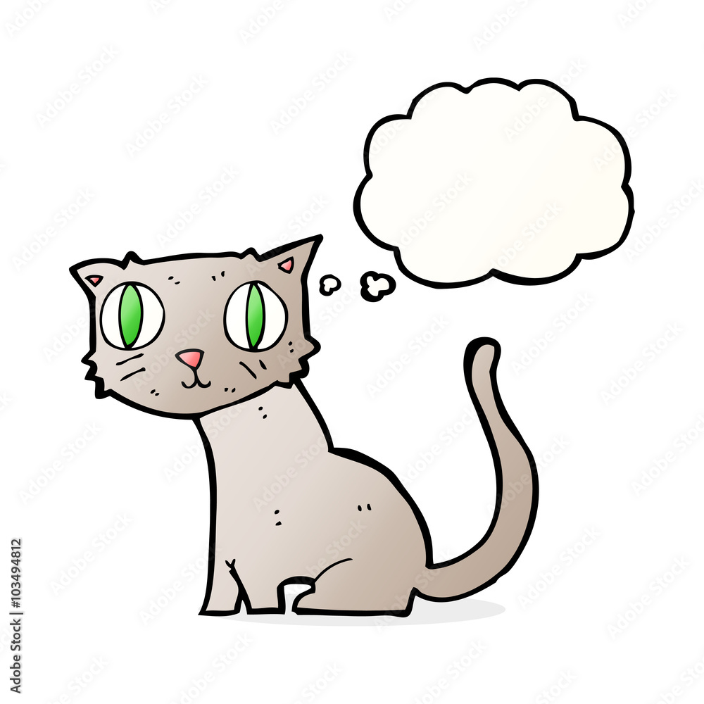 cartoon cat with thought bubble cartoon cat with thought bubble