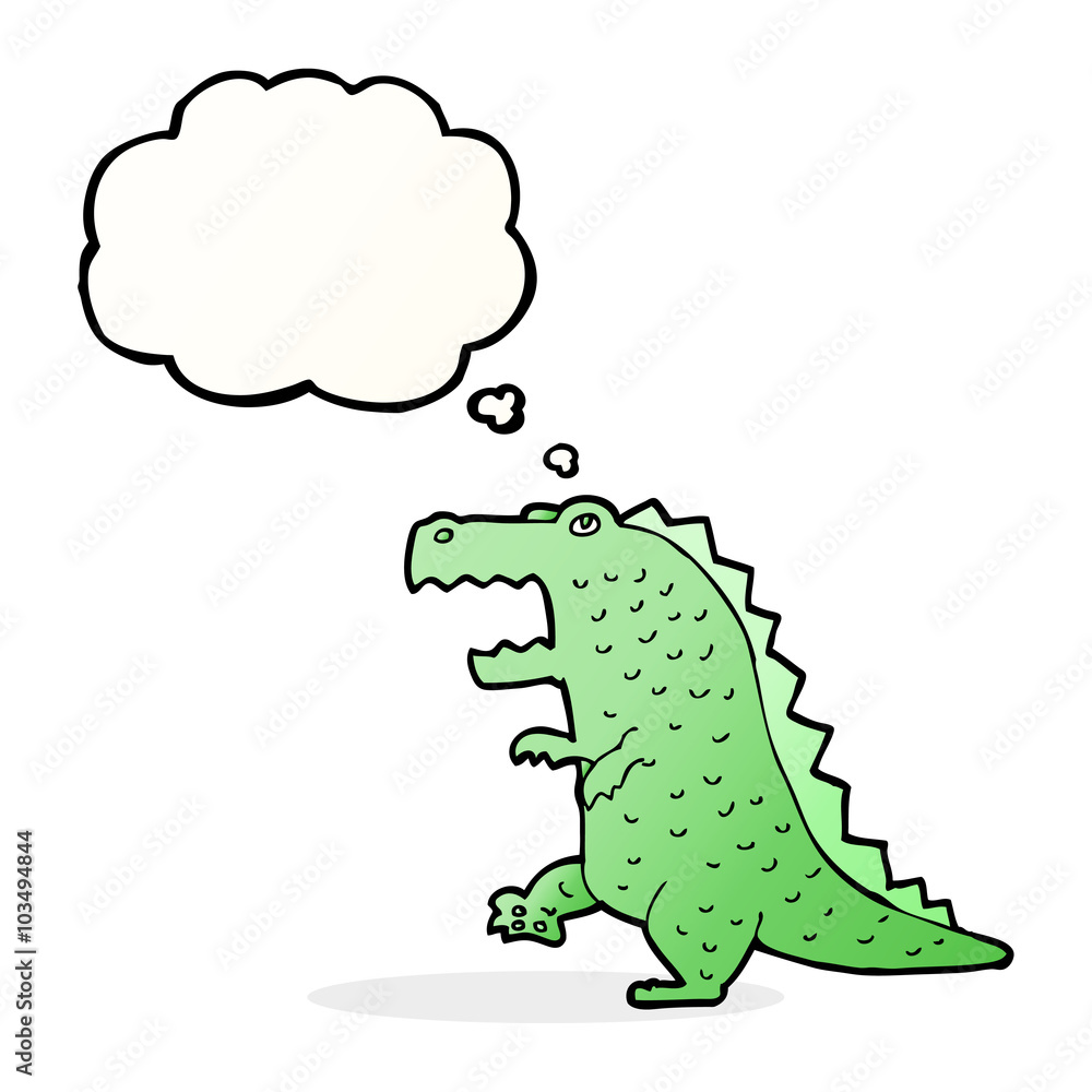 Naklejka premium cartoon dinosaur with thought bubble