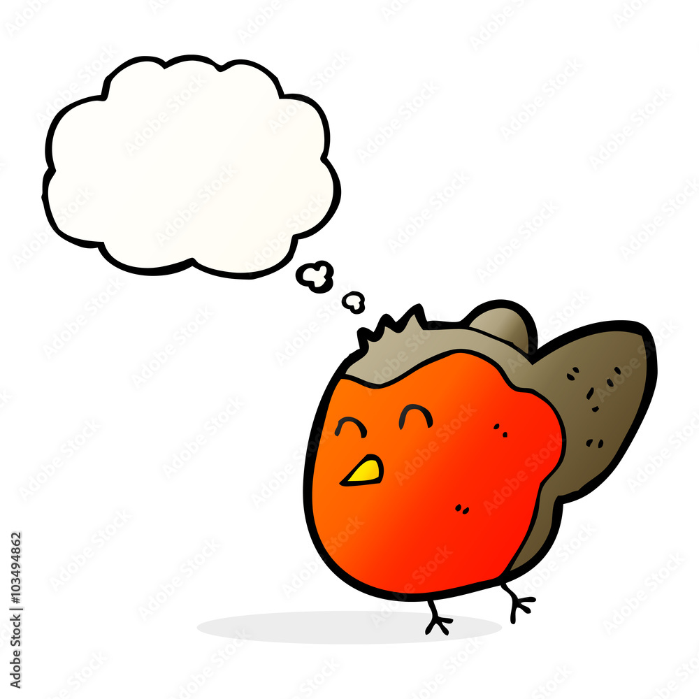 cartoon robin with thought bubble cartoon robin with thought bubble