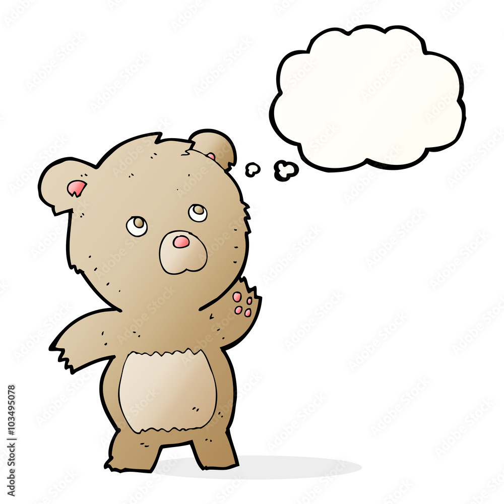 cartoon curious teddy bear with thought bubble cartoon curious teddy bear with thought bubble