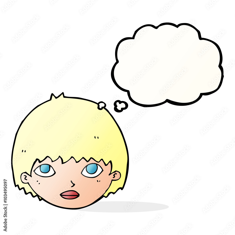 cartoon girl staring with thought bubble cartoon girl staring with thought bubble
