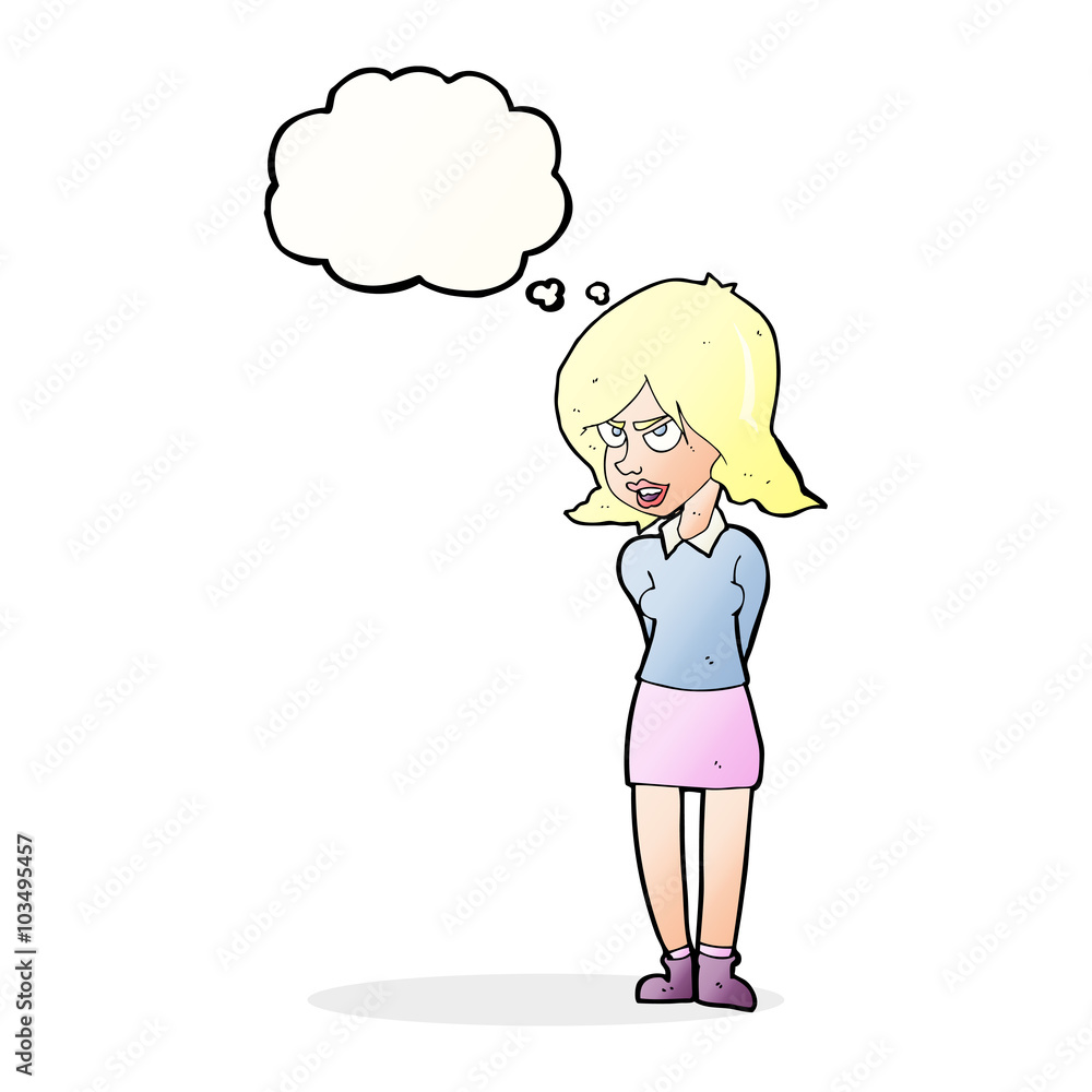cartoon annoyed woman with thought bubble cartoon annoyed woman with thought bubble