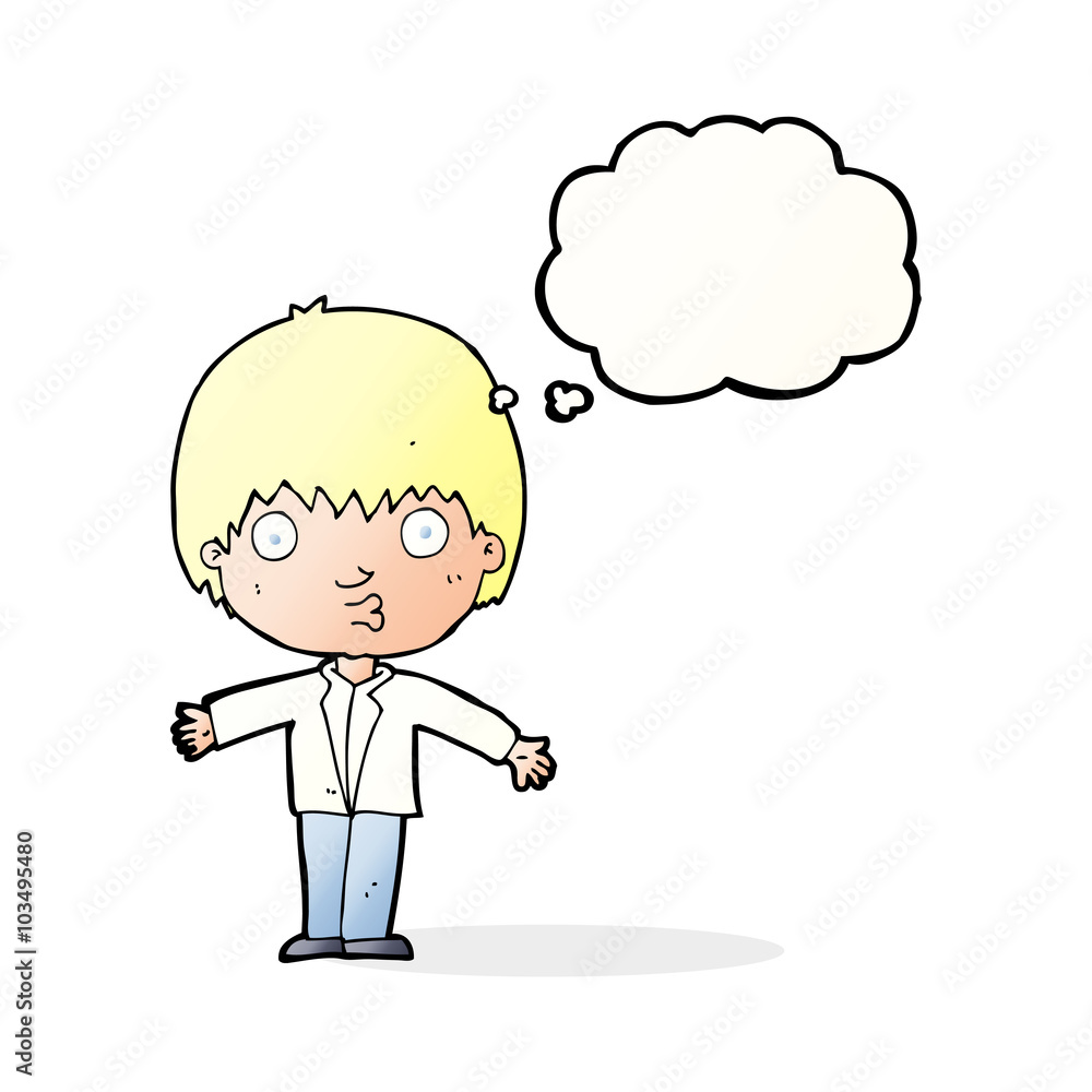 cartoon amazed boy with thought bubble cartoon amazed boy with thought bubble