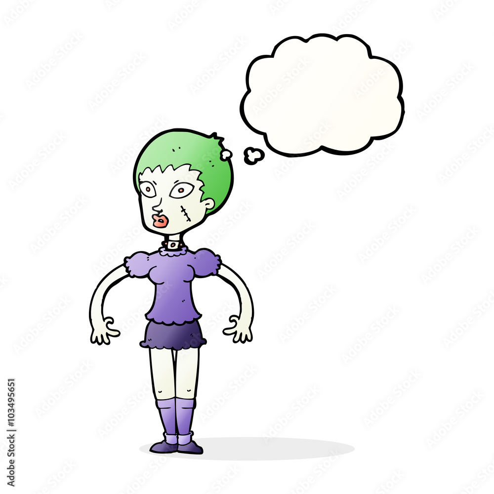cartoon zombie monster woman with thought bubble cartoon zombie monster woman with thought bubble