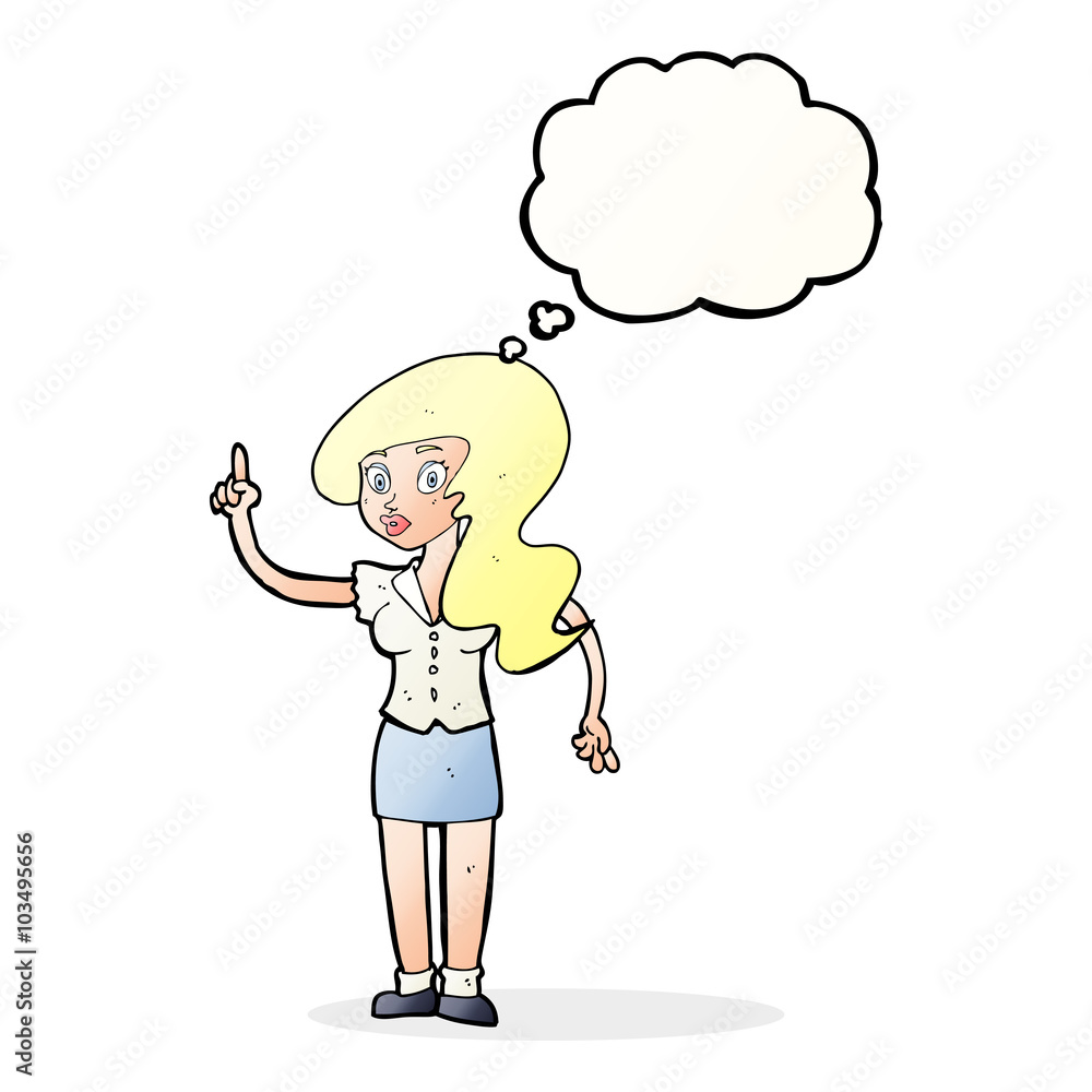 cartoon pretty woman with idea with thought bubble cartoon pretty woman with idea with thought bubble